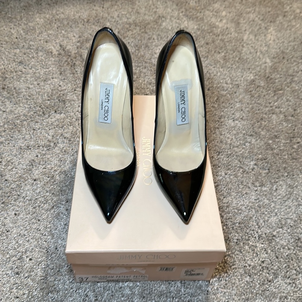 Jimmy Choo Anouk! Hologram Patent Petrol